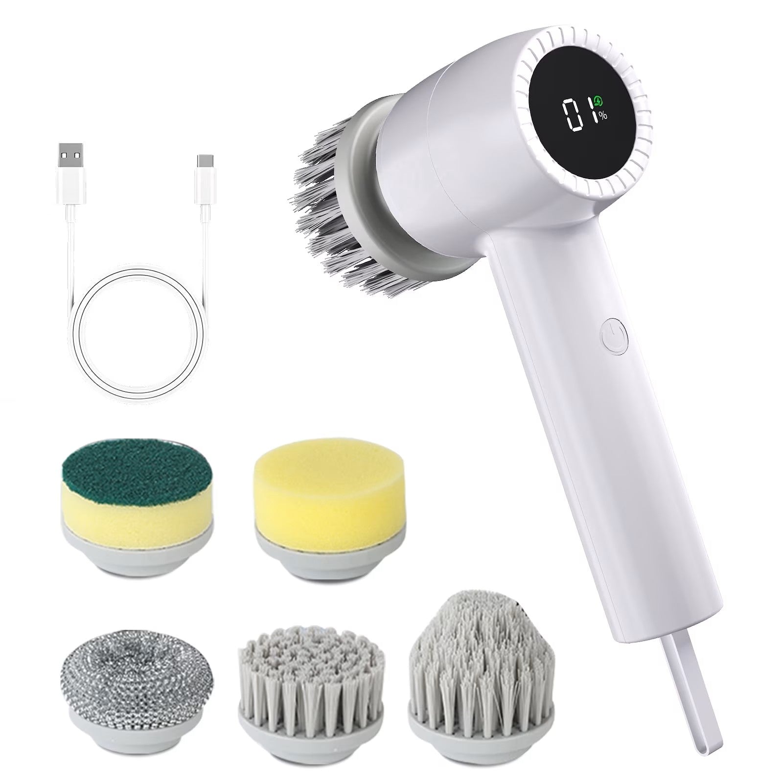 Smyeviva Electric Spin Scrubber Cordless Power Scrubber with 5 Replaceable Brush Heads
