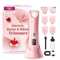 Smyeviva Electric Razors for Women Groin Hair Trimmer IPX7 Dual-Head Razor with LCD Display Ceramic Blade Ball Shaver Clipper Body Grooming Kit (Pink)