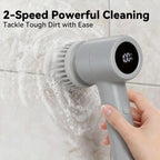 Smyeviva Electric Spin Scrubber Cordless Power Scrubber with 5 Replaceable Brush Heads LCD Shower Cleaning Brush for Bathroom Car Gray
