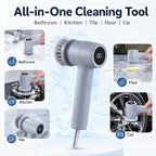 Smyeviva Electric Spin Scrubber Cordless Power Scrubber with 5 Replaceable Brush Heads LCD Shower Cleaning Brush for Bathroom Car Gray