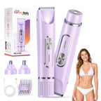 JTF Smyeviva Bikini Trimmer for Women 4 in 1 Women's Painless Electric Razor Cordless Body Shaver with Ceramic Blade Replaceable Lady Razor IPX7 (Purple)