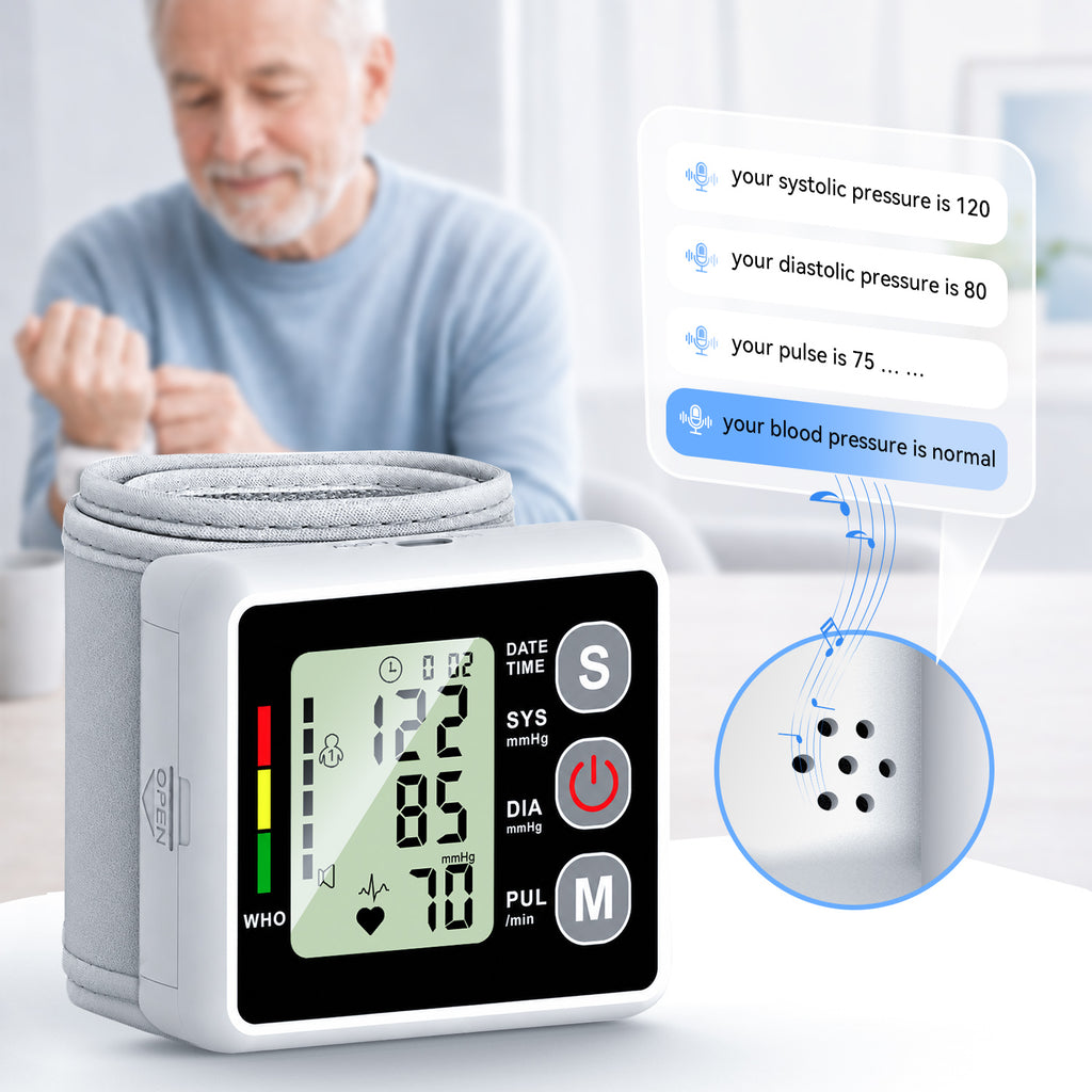 AlphaGeek Wrist Blood Pressure Monitors Portable Wrist Digital BP Machine Cuff with LED Backlit Display for Dual Users BP Monitor for Home Travel