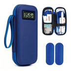 Smyeviva Insulin Cooler Travel Case Temperature Display with 2 TSA Approved Ice Packs Insulin Pen Cooler Case for Diabetic Insulin and Peptide Medication Cases (Blue)