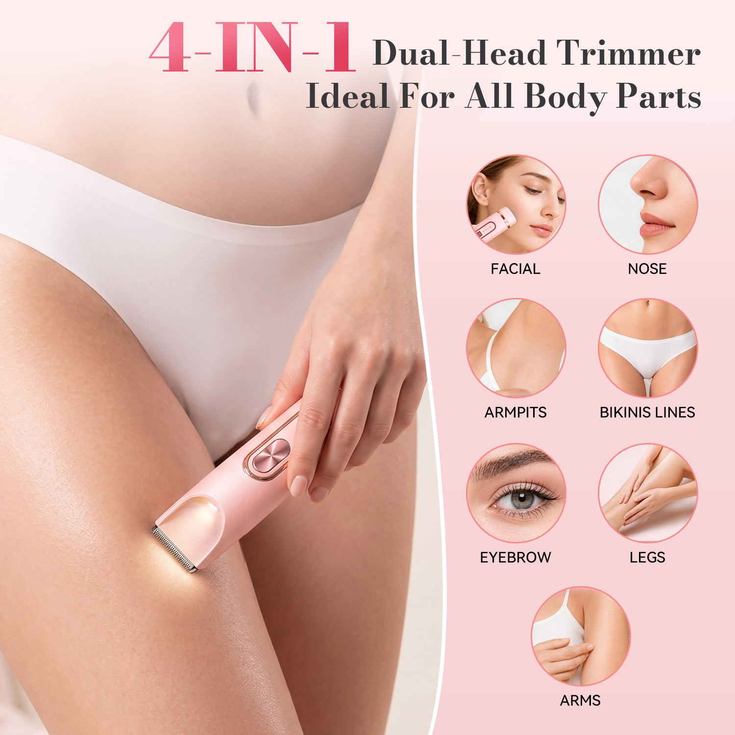 JTF Smyeviva Bikini Trimmer for Women 4 in 1 Women's Painless Electric Razor Cordless Body Shaver with Ceramic Blade Replaceable Lady Razor IPX7