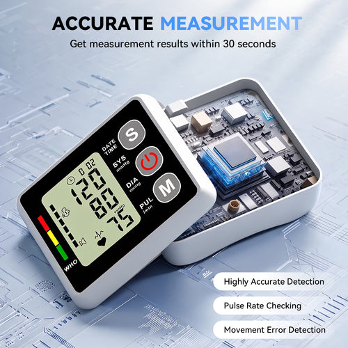 AlphaGeek Wrist Blood Pressure Monitors Portable Wrist Digital BP Machine Cuff with LED Backlit Display for Dual Users BP Monitor for Home Travel