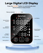 AlphaGeek Blood Pressure Monitor, Upper Arm Blood Pressure Machine for Home Use, Adjustable BP Cuff 8.6"-16.5", FDA Approved, Two Power Supply, Large LCD Display for 2 Users