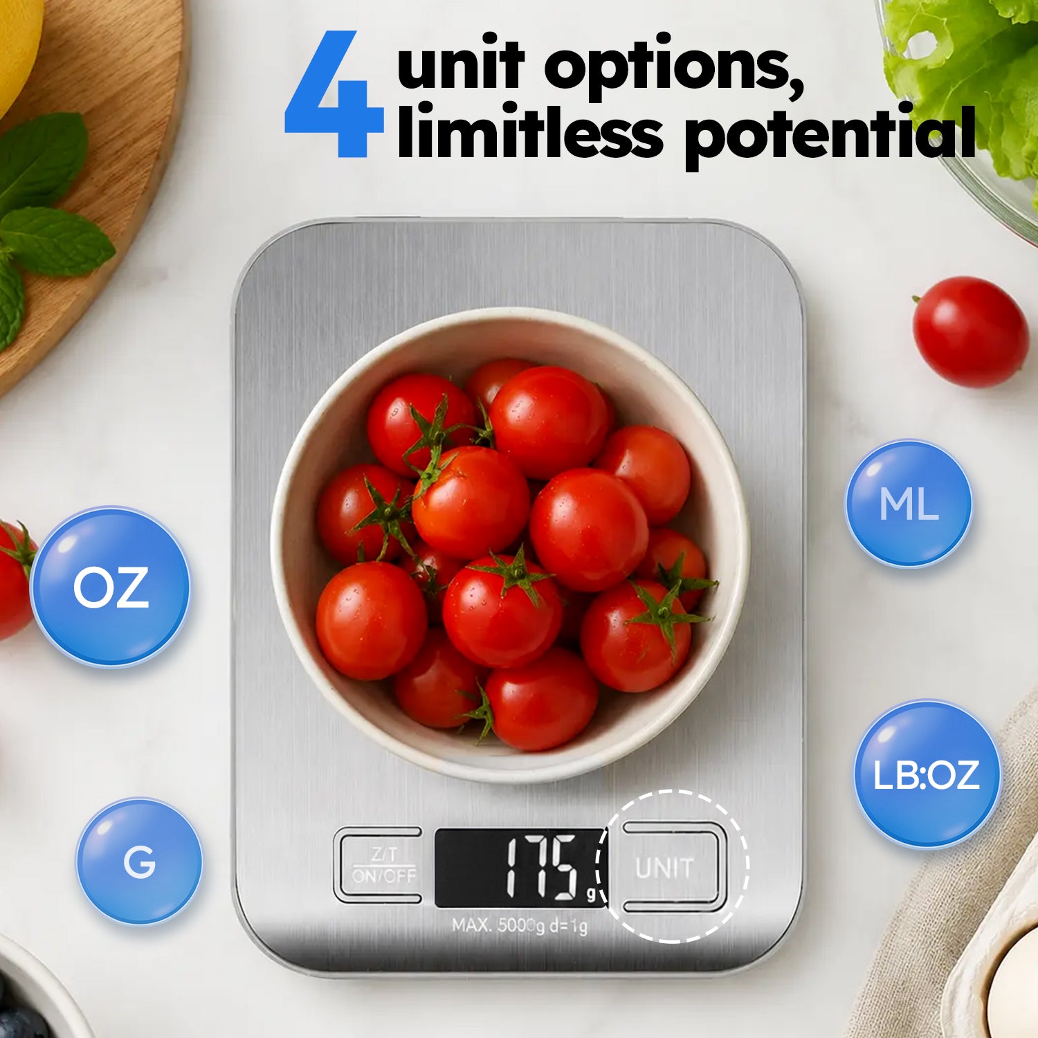 Smyeviva Food Scale Digital Kitchen Scale for Weight Loss Cooking Baking 22lb with LCD Display