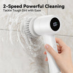 Smyeviva Electric Spin Scrubber Cordless Power Scrubber with 5 Replaceable Brush Heads LCD Shower Cleaning Brush for Bathroom Car White