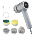 Smyeviva Electric Spin Scrubber Cordless Power Scrubber with 5 Replaceable Brush Heads LCD Shower Cleaning Brush for Bathroom Car Gray