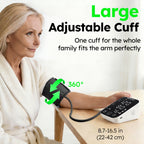 Blood Pressure Monitor, Upper Arm Blood Pressure Machine for Home Use, Adjustable BP Cuff 8.6"-16.5", FDA Approved, Two Power Supply