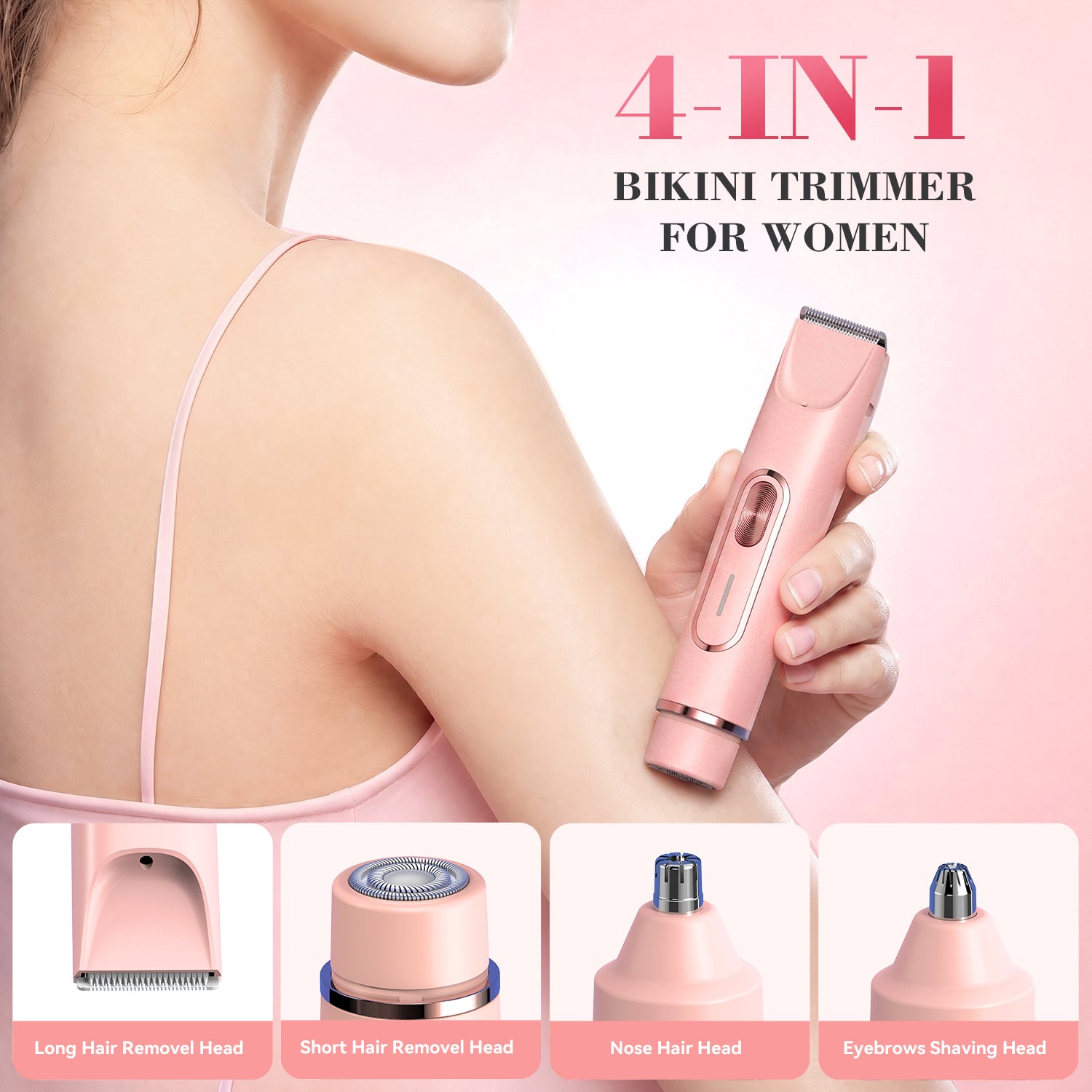 JTF Smyeviva Bikini Trimmer for Women 4 in 1 Women's Painless Electric Razor Cordless Body Shaver with Ceramic Blade Replaceable Lady Razor IPX7