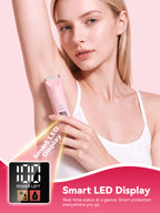 Smyeviva Electric Razors for Women Groin Hair Trimmer IPX7 Dual-Head Razor with LCD Display Ceramic Blade Ball Shaver Clipper Body Grooming Kit (Pink)