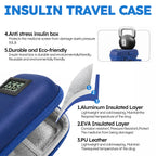 Smyeviva Insulin Cooler Travel Case Temperature Display with 2 TSA Approved Ice Packs Insulin Pen Cooler Case for Diabetic Insulin and Peptide Medication Cases (Blue)