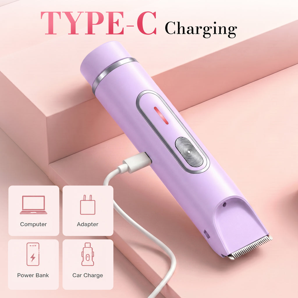 JTF Smyeviva Bikini Trimmer for Women 4 in 1 Women's Painless Electric Razor Cordless Body Shaver with Ceramic Blade Replaceable Lady Razor IPX7 (Purple)