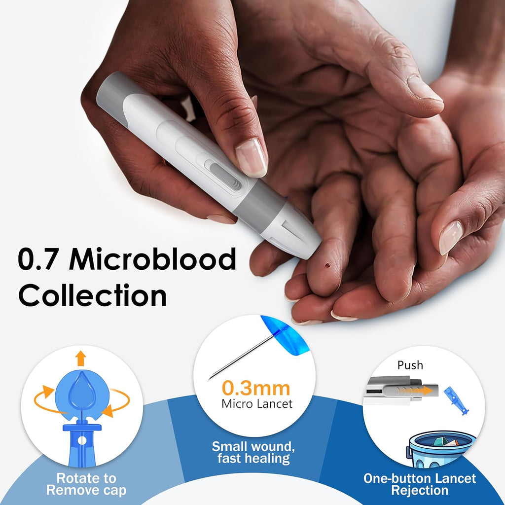 Smyeviva Blood Glucose Monitor Kit, Glucometer with 100 Test Strips and 100 Lancets for Home Use