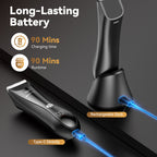 Smyeviva Electric Body Trimmer for Men Groin Hair Trimmer IPX7 Dual-Head Razor with LCD Display Ceramic Blade Ball Shaver Clipper Body Grooming Kit