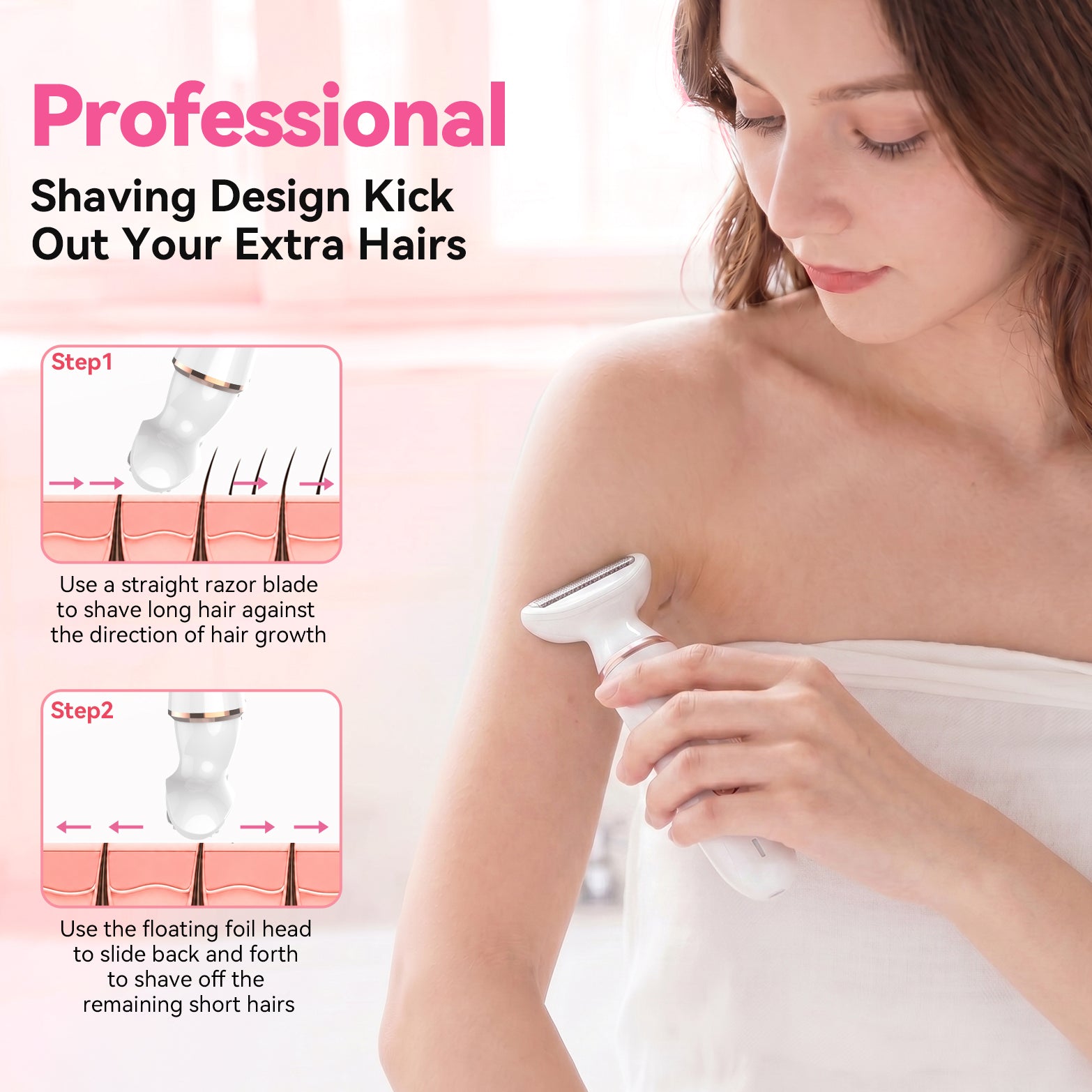 JTF Smyeviva Electric Razor for Women 4 in 1 Electric Bikini Trimmer Rechargeable Portable Shaver for Women White