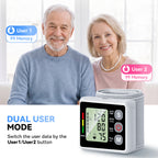 AlphaGeek Wrist Blood Pressure Monitors Portable Wrist Digital BP Machine Cuff with LED Backlit Display for Dual Users BP Monitor for Home Travel