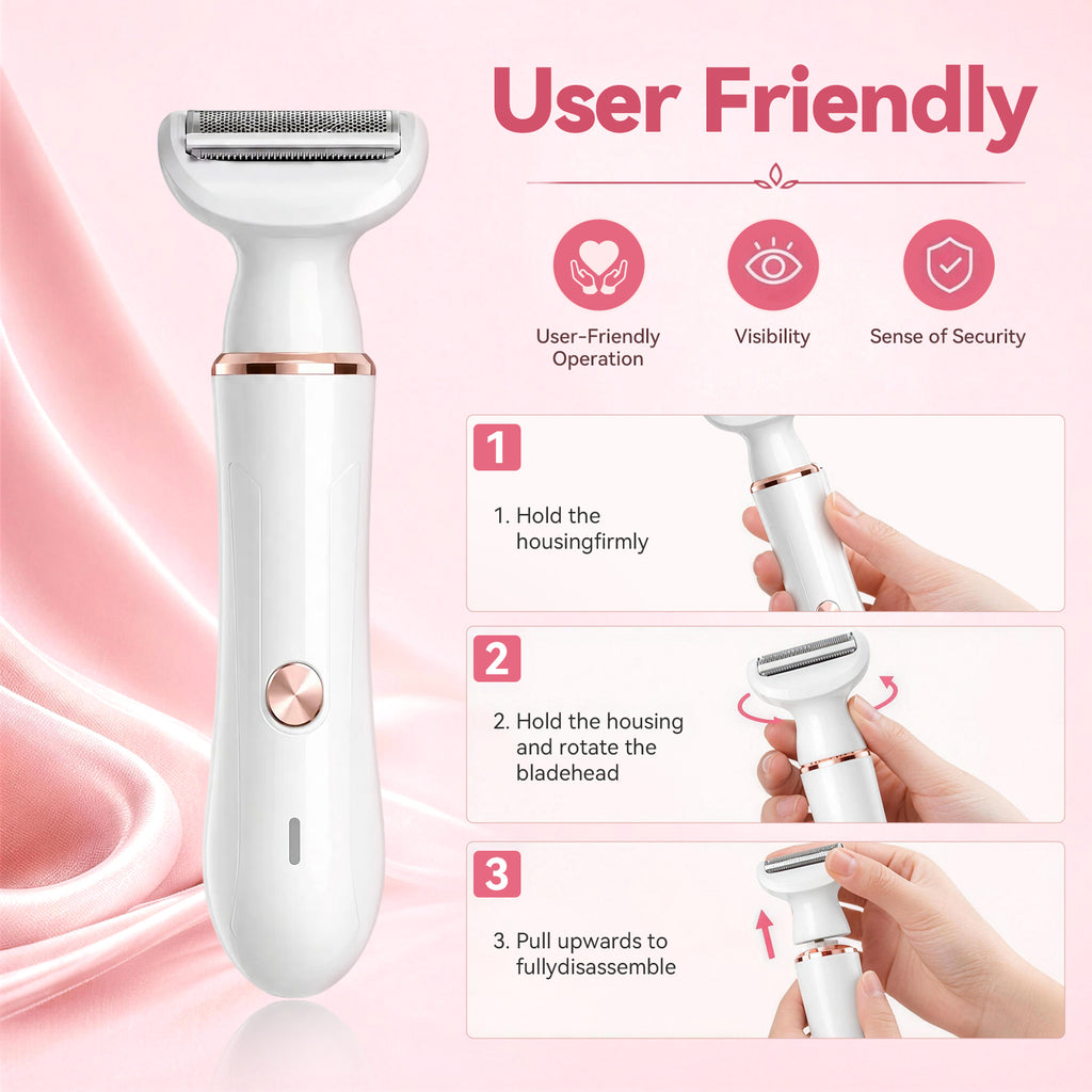 JTF Smyeviva Electric Razor for Women 4 in 1 Electric Bikini Trimmer Rechargeable Portable Shaver for Women White