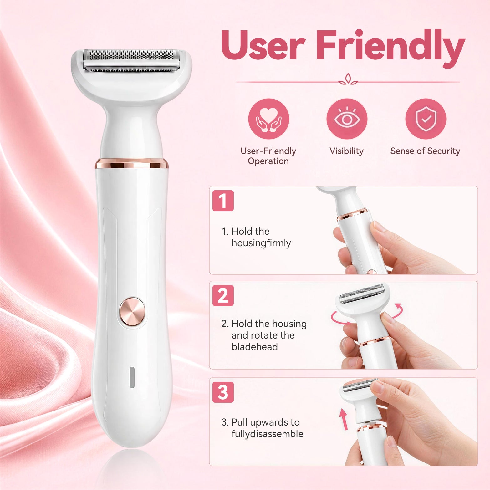 JTF Smyeviva Electric Razor for Women 4 in 1 Electric Bikini Trimmer Rechargeable Portable Shaver for Women White