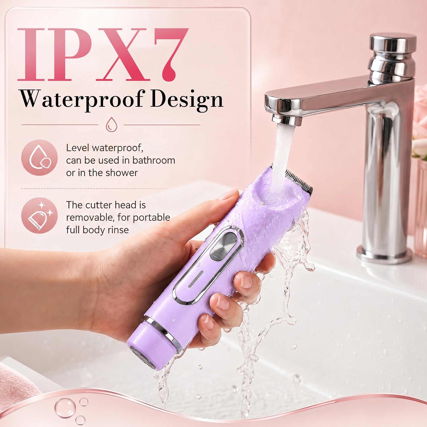 JTF Smyeviva Bikini Trimmer for Women 4 in 1 Women's Painless Electric Razor Cordless Body Shaver with Ceramic Blade Replaceable Lady Razor IPX7 (Purple)