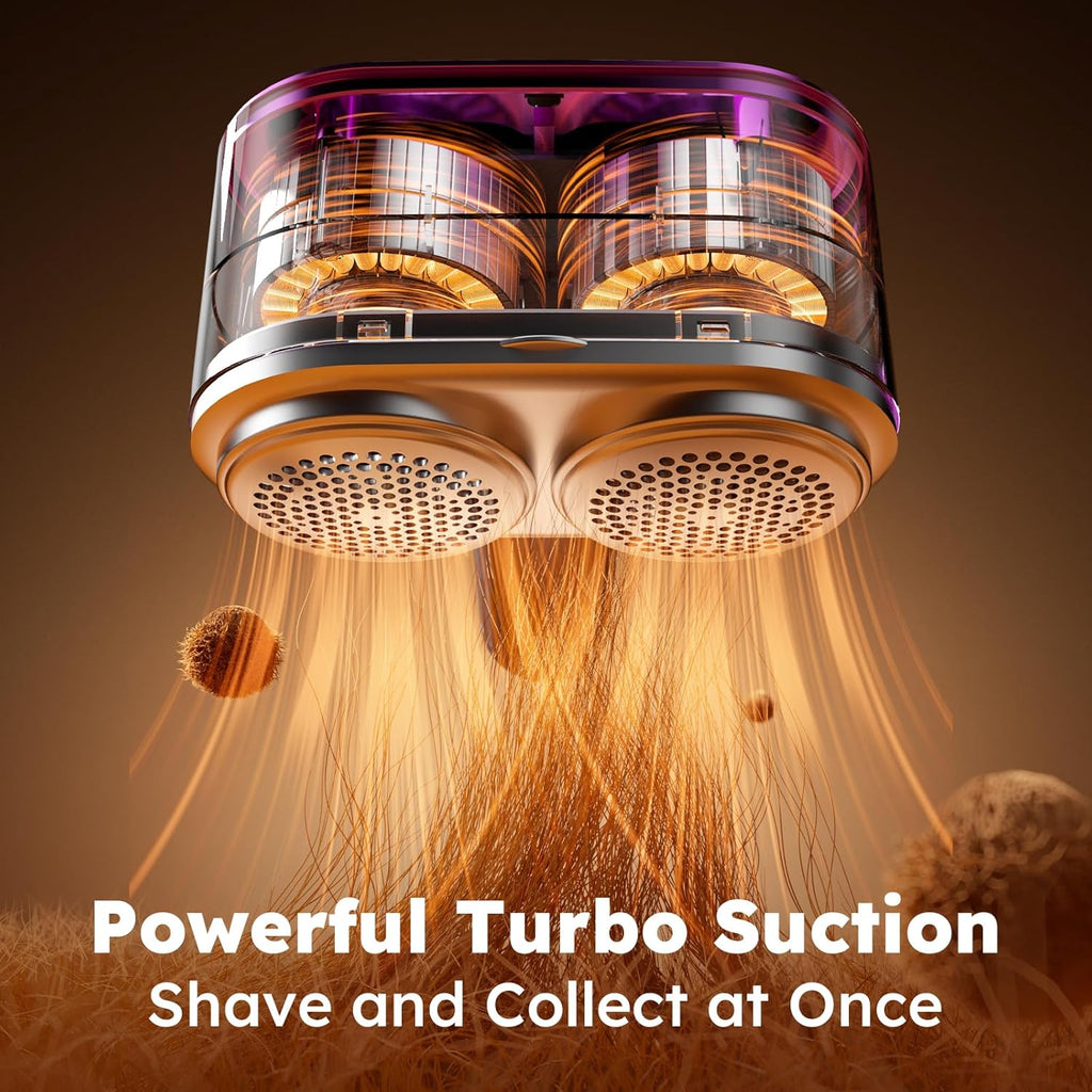 Smyeviva Fabric Shaver Electric Lint Remover Rechargeable Dual Head Lint Shaver Large Shaving Sweater for Clothes Couch Furniture