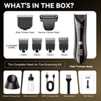 Smyeviva Electric Body Trimmer for Men Groin Hair Trimmer IPX7 Dual-Head Razor with LCD Display Ceramic Blade Ball Shaver Clipper Body Grooming Kit