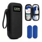 Smyeviva Insulin Cooler Travel Case Temperature Display with 2 TSA Approved Ice Packs Insulin Pen Cooler Case for Diabetic Insulin and Peptide Medication Cases (Black)
