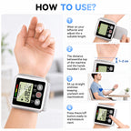 AlphaGeek Wrist Blood Pressure Monitors Portable Wrist Digital BP Machine Cuff with LED Backlit Display for Dual Users BP Monitor for Home Travel