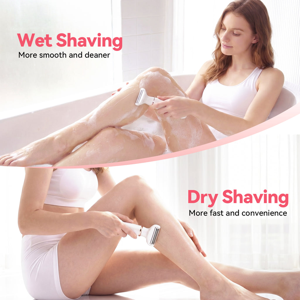 JTF Smyeviva Electric Razor for Women 4 in 1 Electric Bikini Trimmer Rechargeable Portable Shaver for Women White