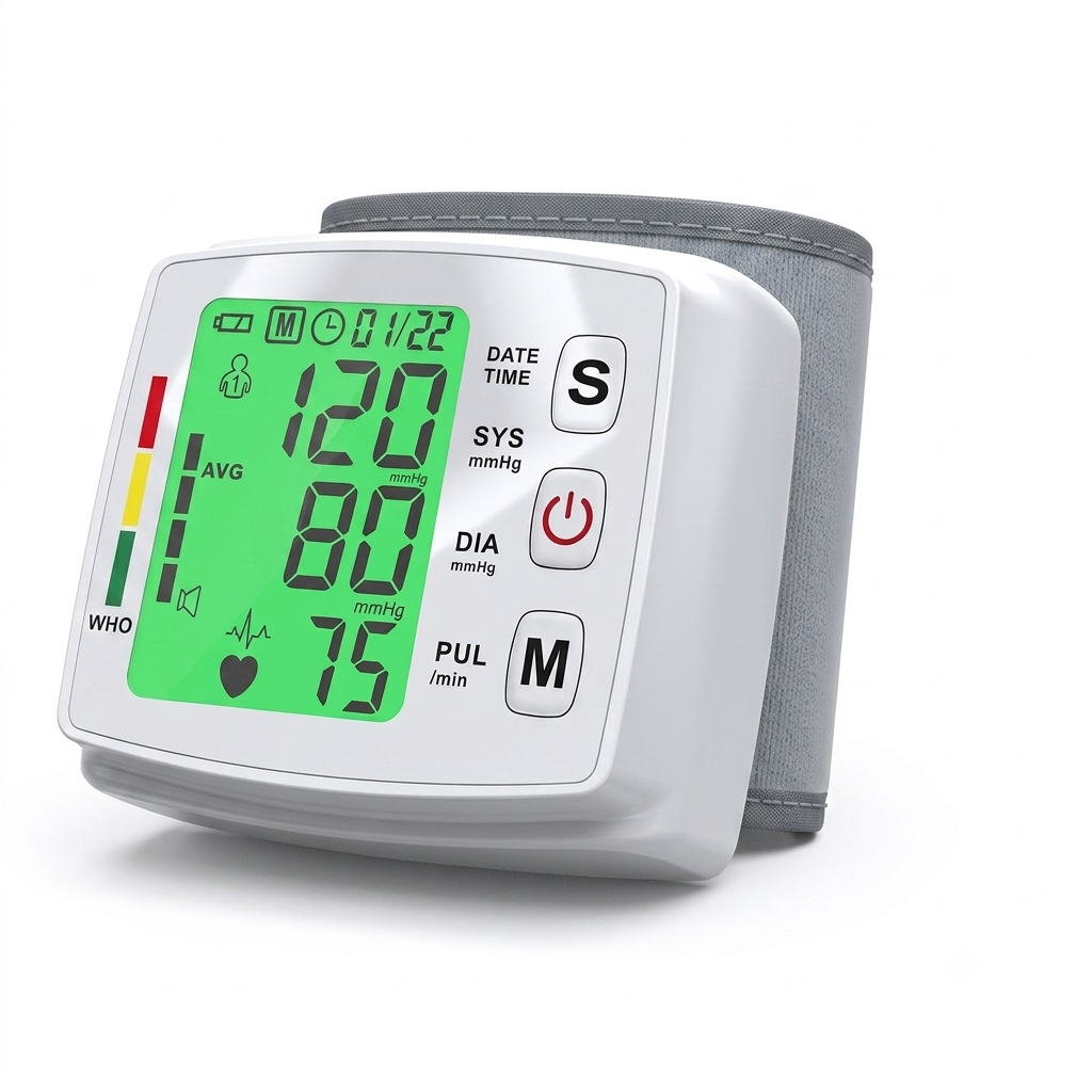 Smyeviva Wrist Blood Pressure Monitors for Home Use Rechargeable Digital BP Machine Cuff with LED Backlit Display and Voice Broadcast