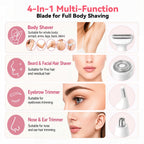 JTF Smyeviva Electric Razor for Women 4 in 1 Electric Bikini Trimmer Rechargeable Portable Shaver for Women White